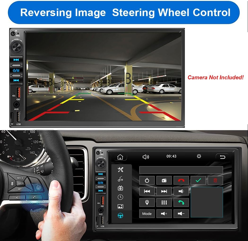 7 Inch Double Din Car Stereo for Wireless Carplay & Android Auto, Car Audio with