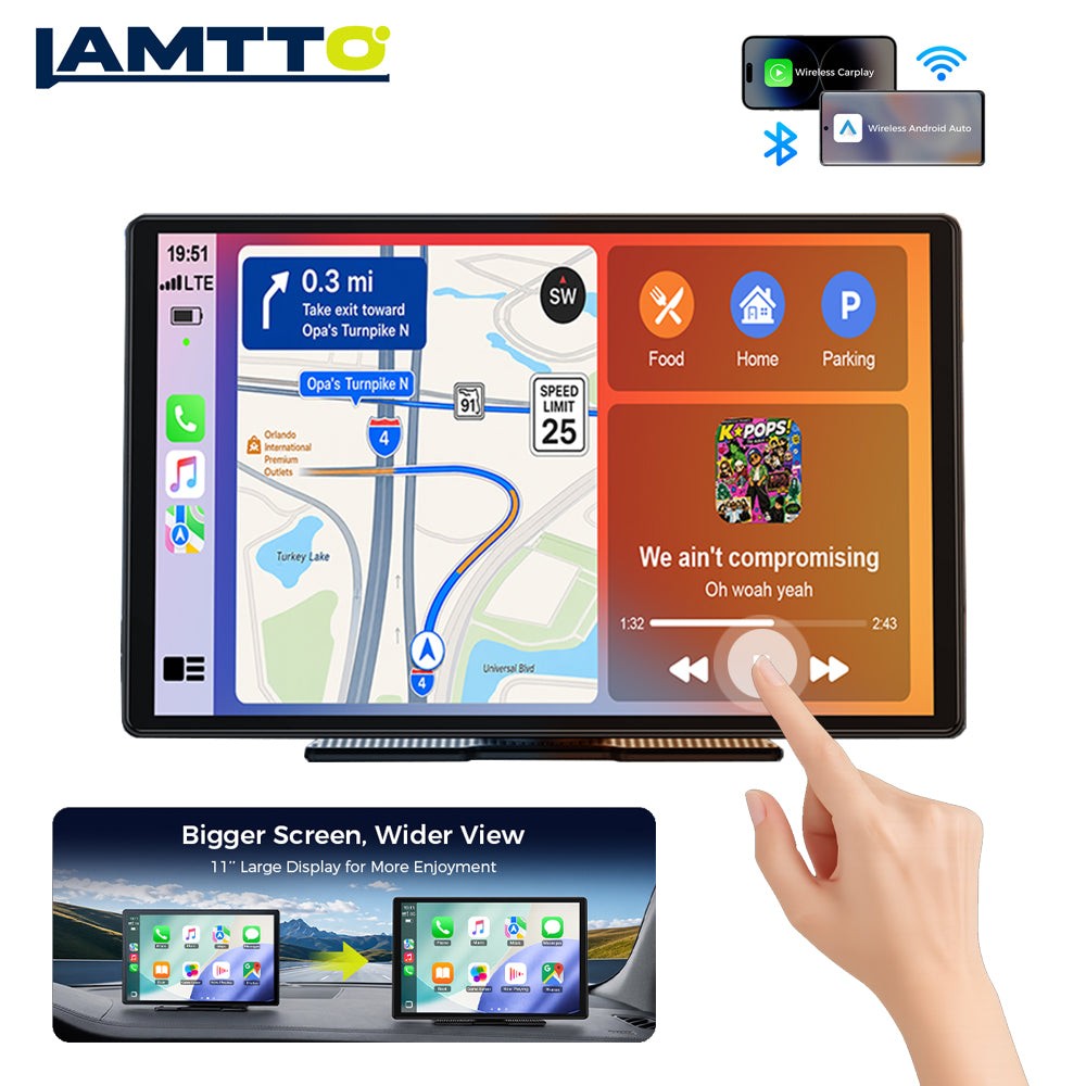 Portable 11″ Car Stereo Radio Wireless Apple Carplay & Android Auto Touch Screen