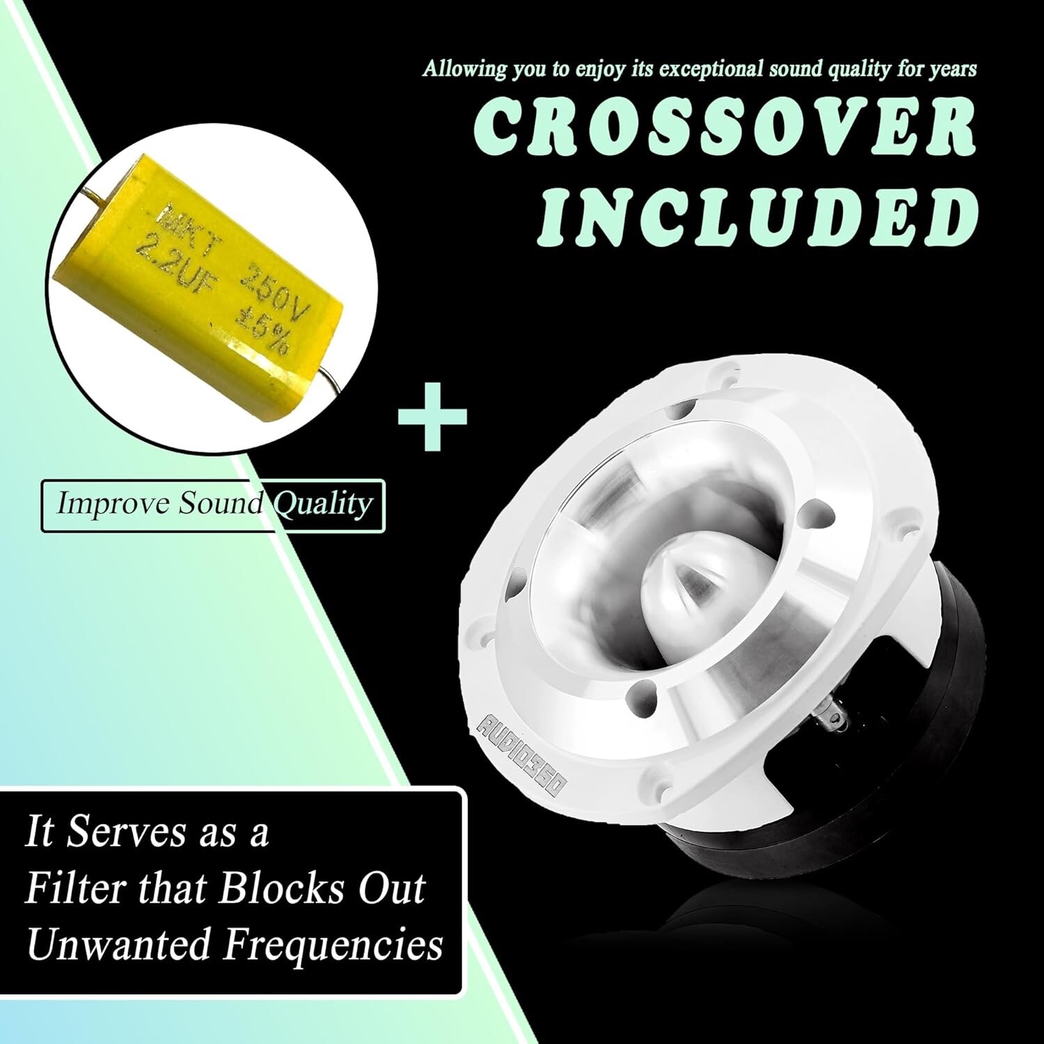 Audio360 Super Tweeter Speaker 4 Ohm 2500W Max 107dB Phenolic Diaphragm CCAW