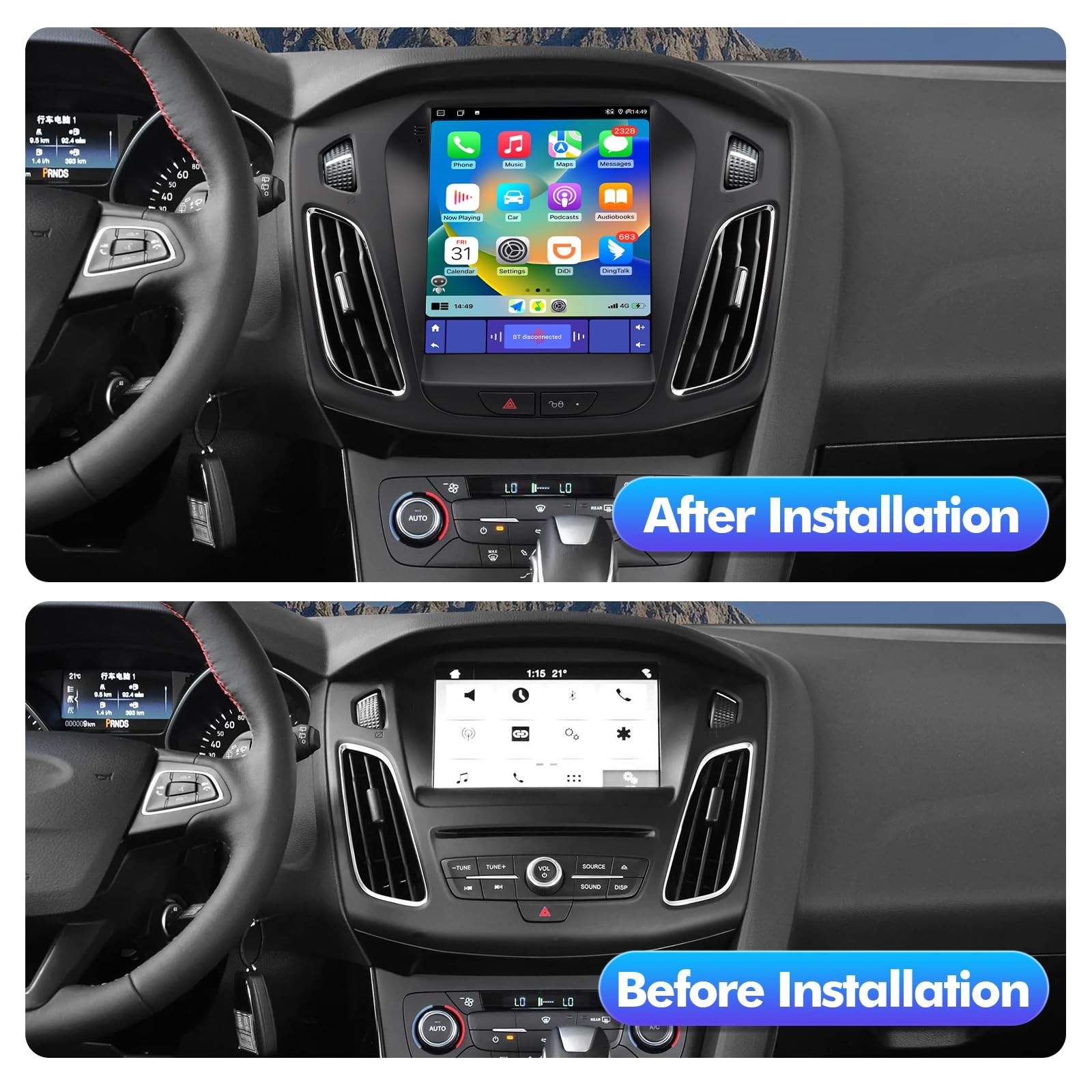2+32G 10.4-inch Android 13 Car Stereo for Ford Focus 2012-2018 IPS Touchscree…