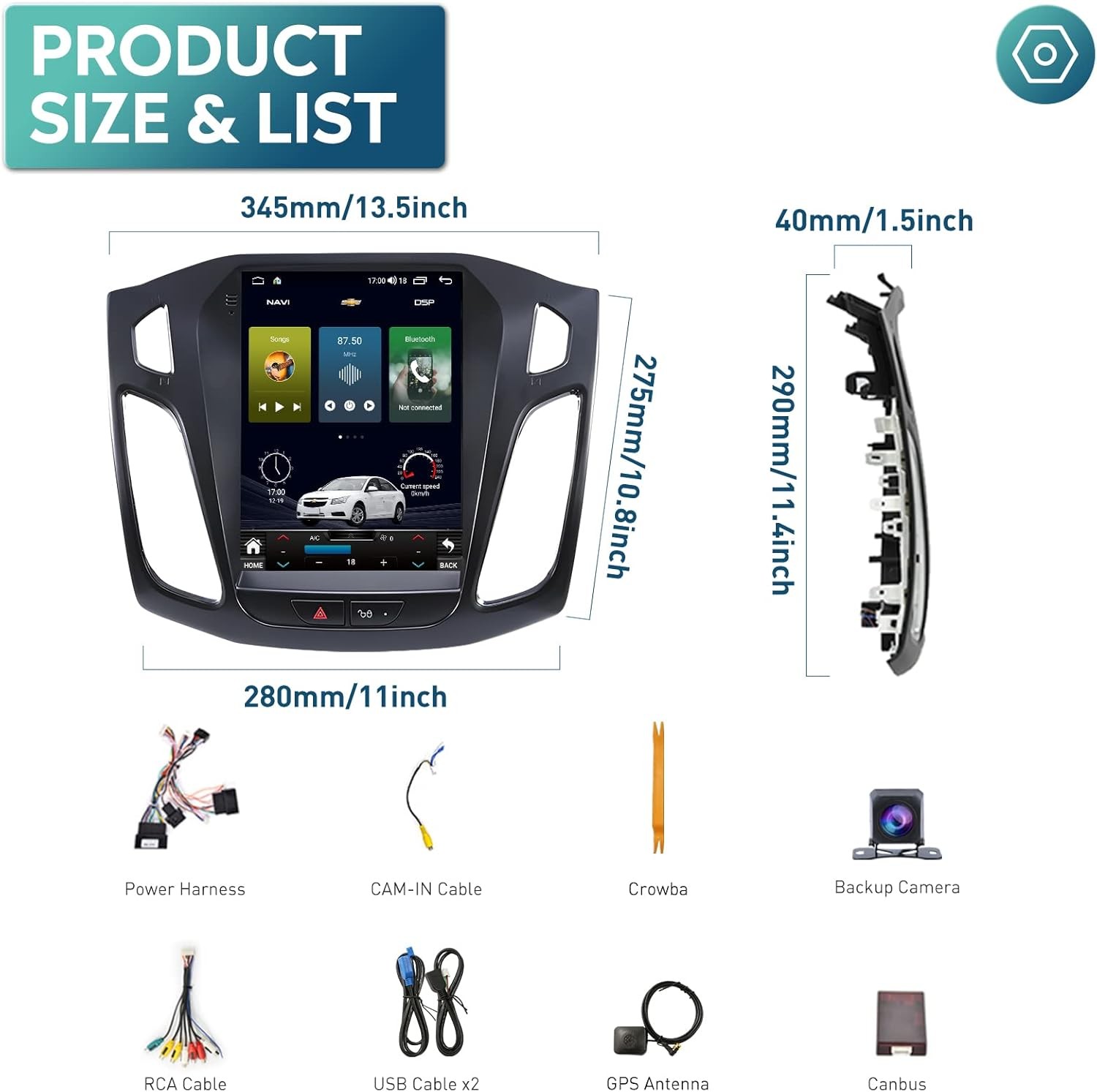 Ford Focus Car Stereo Radio 2012-2018 with Carplay/Android Auto, 2G RAM 32G ROM