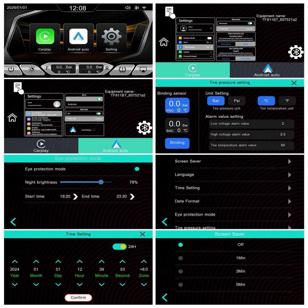 5″ Waterproof Motorcycle Portable Wireless Apple Carplay Android Auto Car Stereo