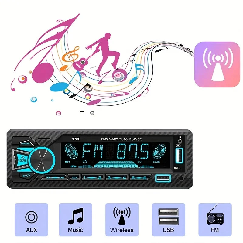 Car Stereo Single 1 DIN Radio Mp3 Player Bluetooth FM AUX IN USB TF SD Head Unit