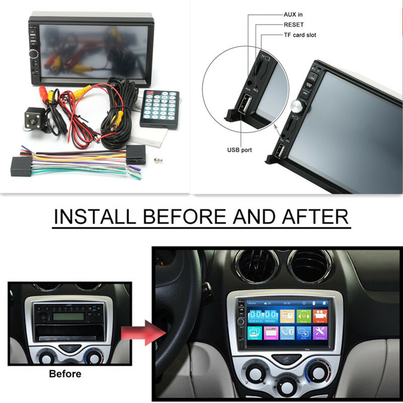 Car Radio Bluetooth Handsfree Player 2Din Reverse Image Support Rear View Camera