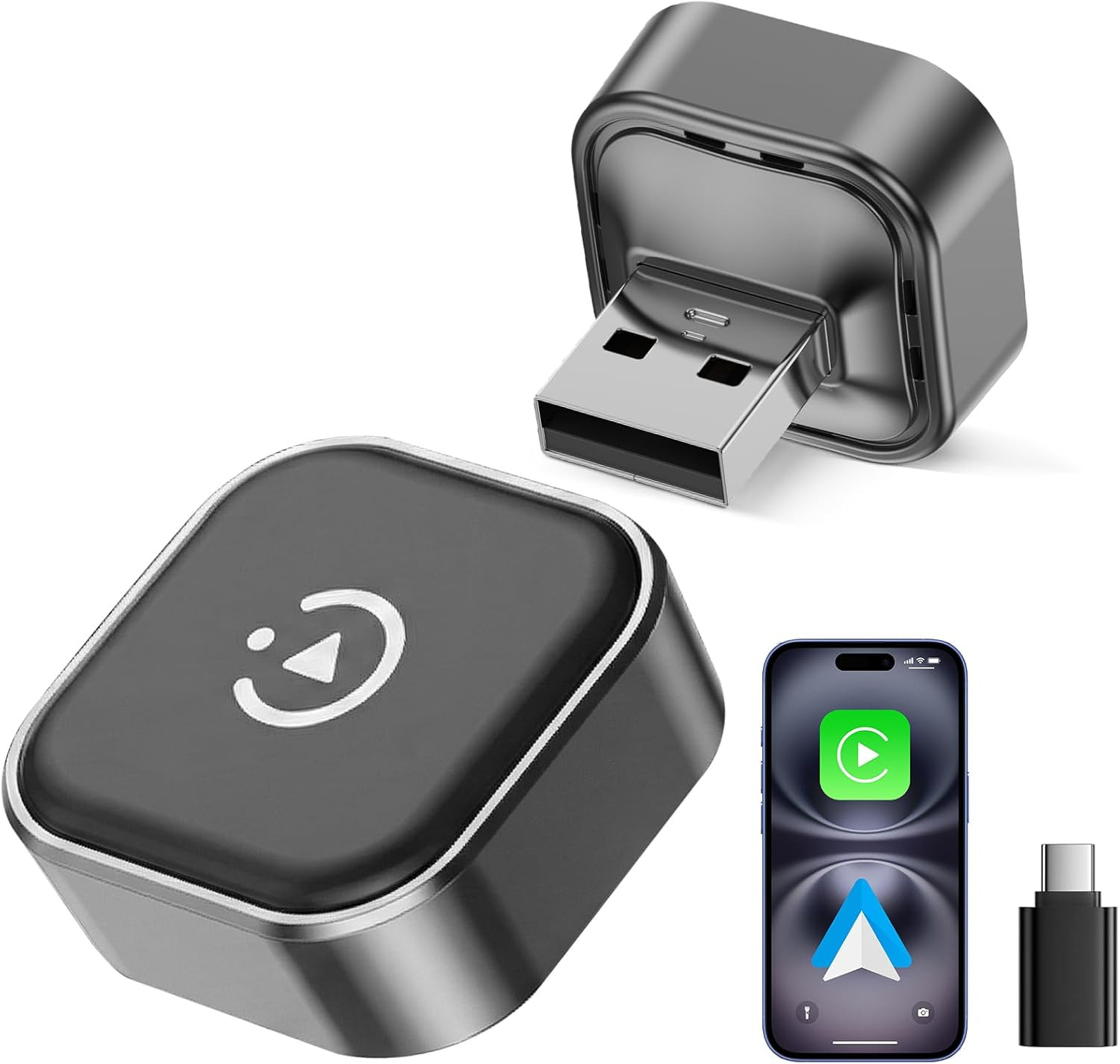 2026 2-In-1 Wireless Carplay & Android Auto Adapter, Ultra Mini Dongle Converts
