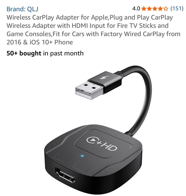 Wireless CarPlay Adapter for Apple,Plug and Play CarPlay Wireless