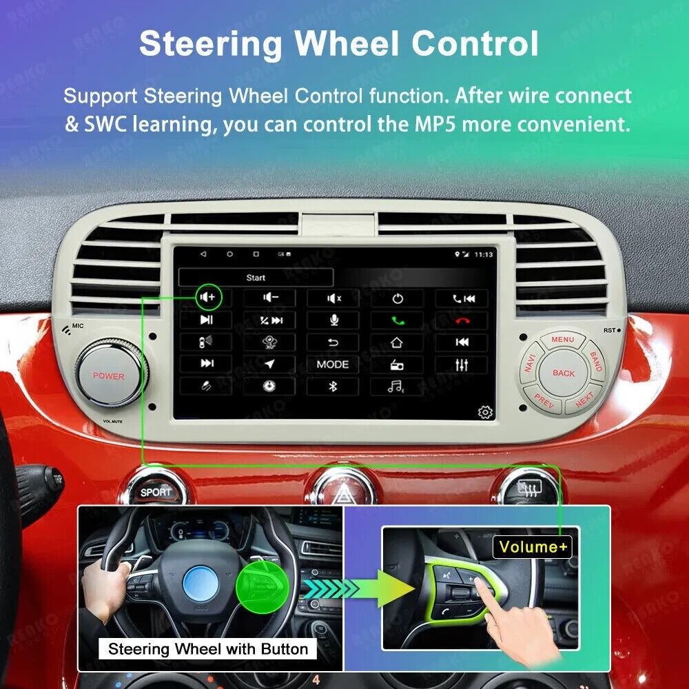 7″ Touch Screen Carplay Car Stereo Radio GPS Navi 64GB For Fiat 500 2007-2015
