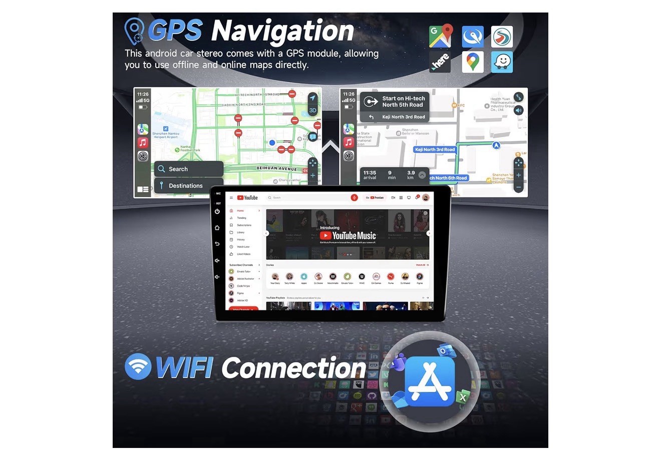 NAIFAY Car MP5 Player for Nissan Sentra 2013-2019 2 DIN GPS WiFi BT Cam