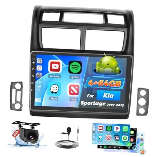 4+64G Car Radio for Kia Sportage 2007-2013 – 9 Inch 1280×720 Touch Screen