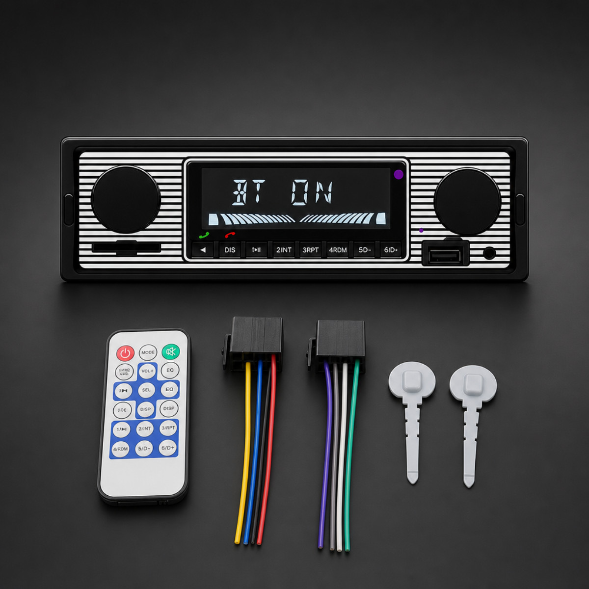 Retro Classic Car Stereo Bluetooth FM Radio MP3 USB AUX SD Single DIN Handsfree