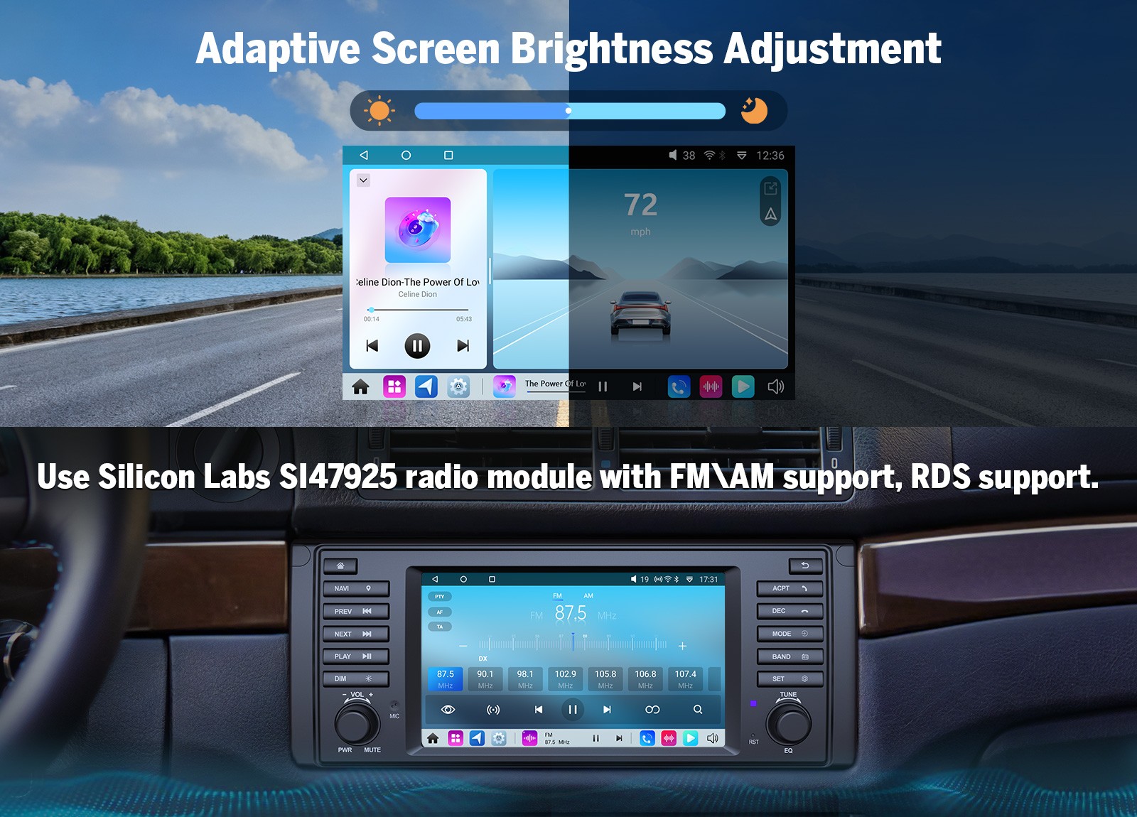 For BMW 5 Series E39 M5 E39X7S 7″ Android 14 6+64GB GPS Car Stereo Radio CarPlay