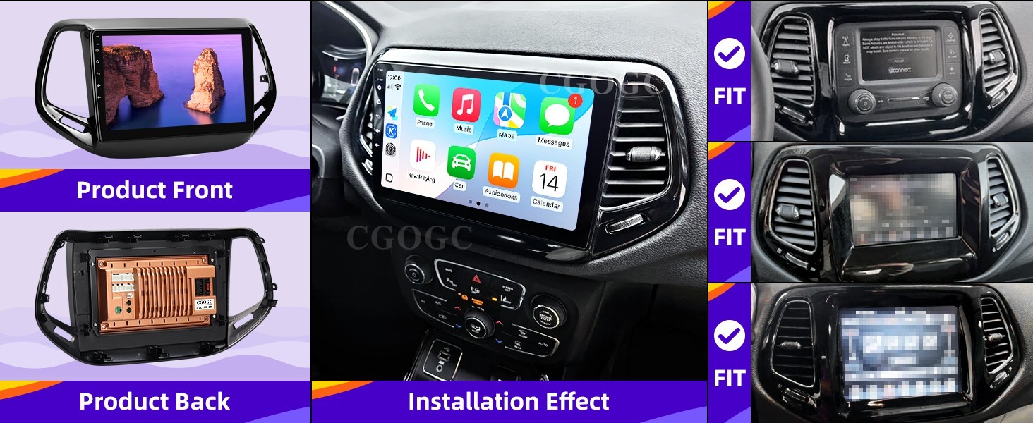 10″ 8Core 32G Android Auto Carplay for Jeep Compass 2017-2020; Free Camera