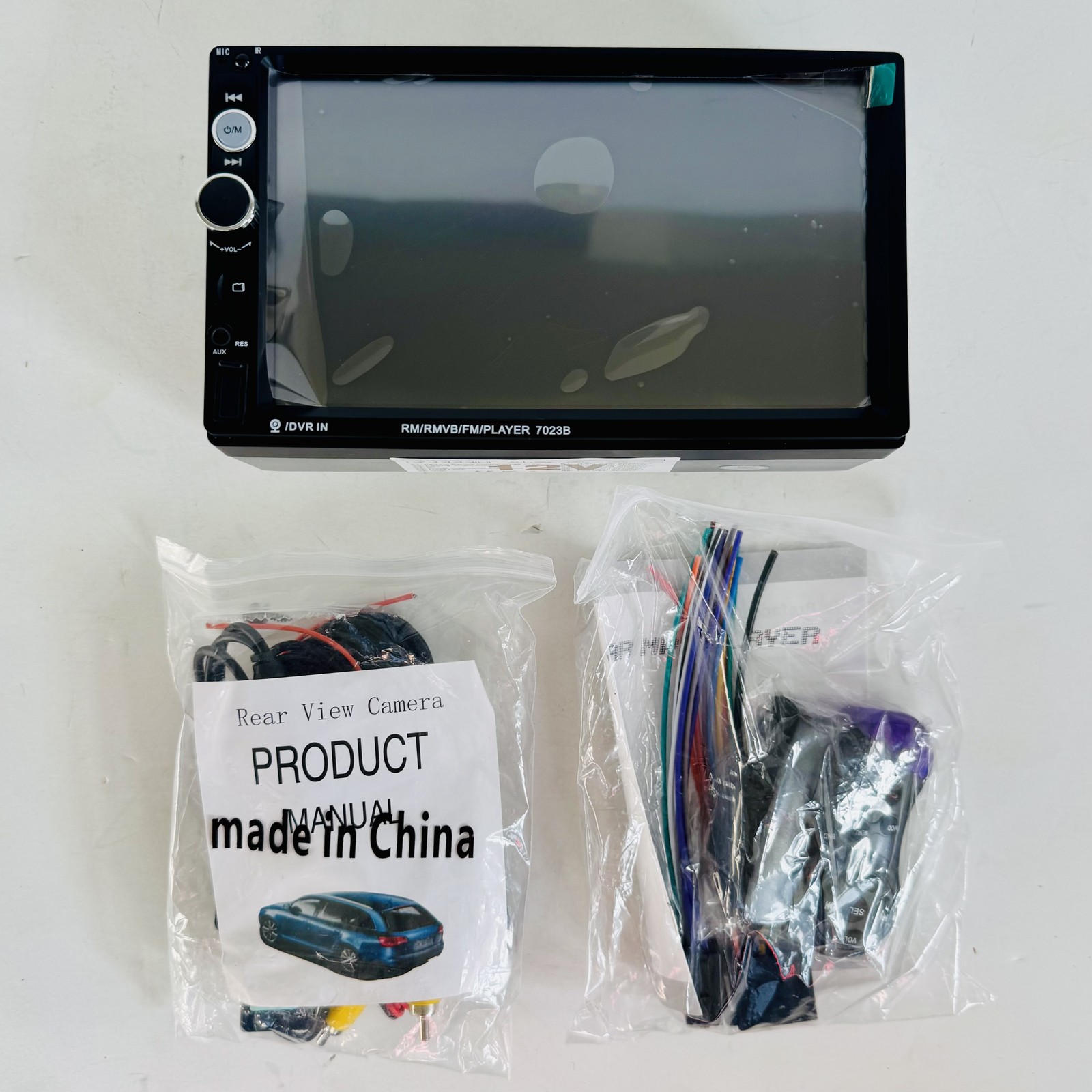 7023B Double DIN Car Stereo Touchscreen Bluetooth MP5 Backup Camera Kit