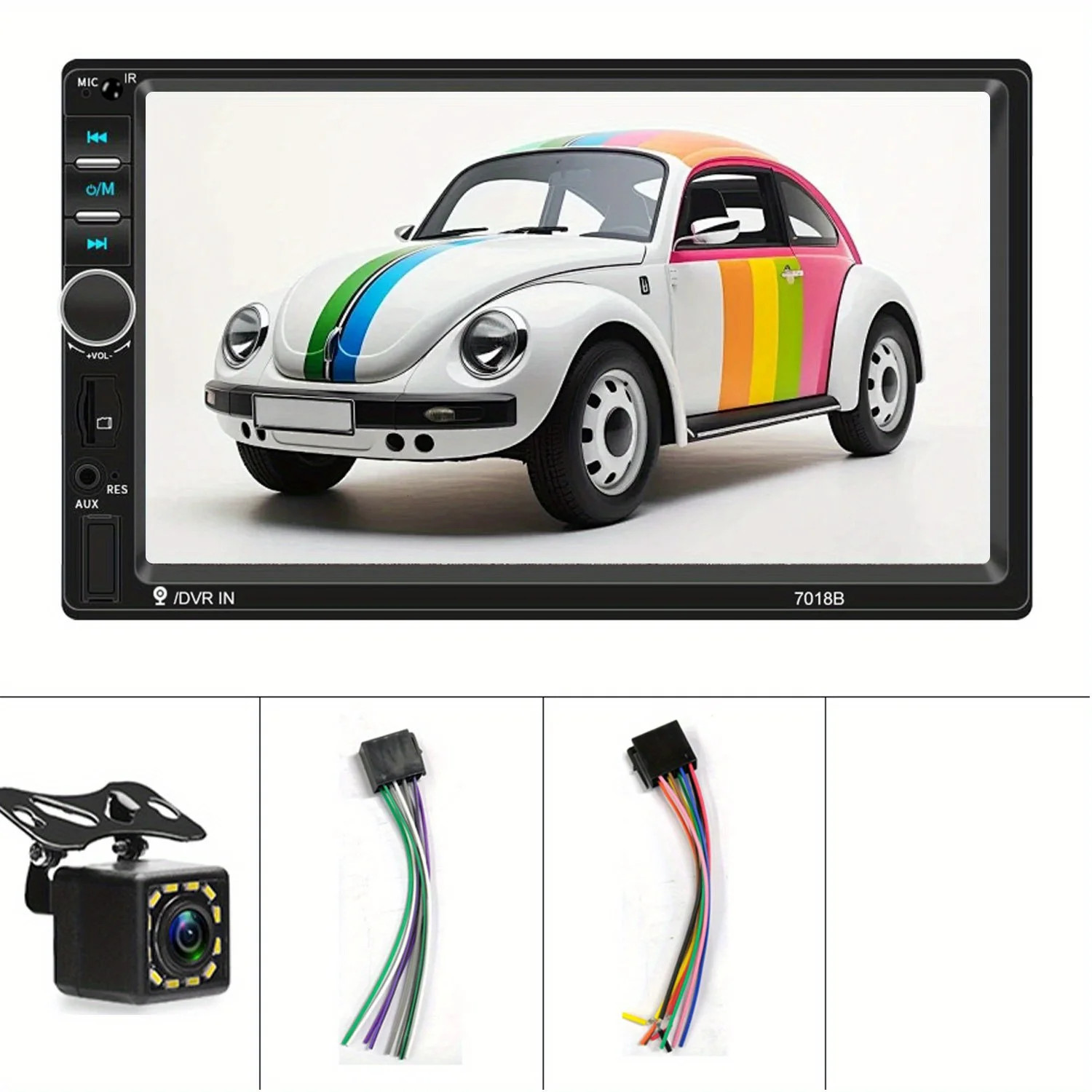 7″ Touch Screen 2 DIN Car MP5 Player Wireless Carplay Stereo Radio With Camera