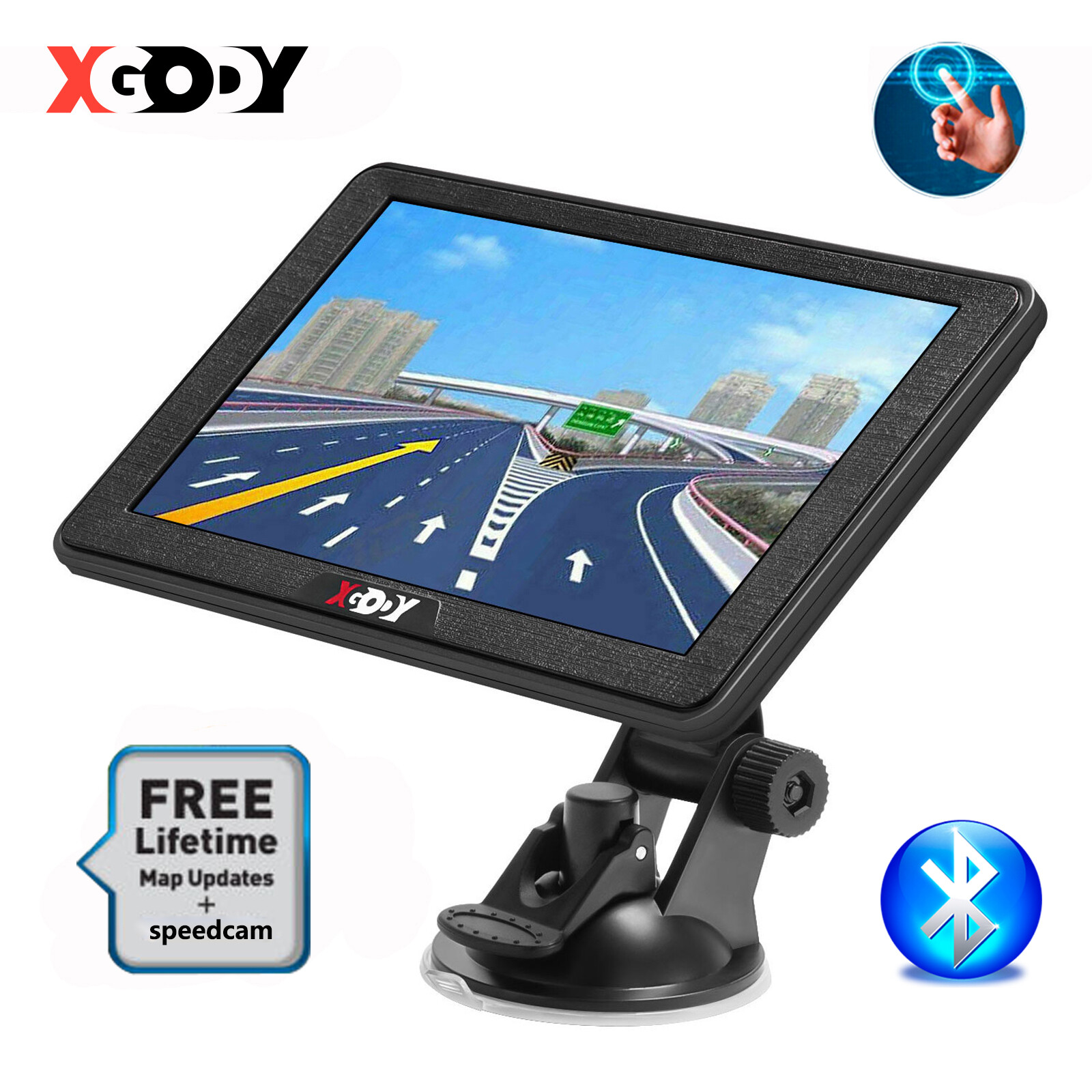 XGODY 7 Inch GPS Navigation for Truck Car 2022 America Map Update POIs Bluetooth