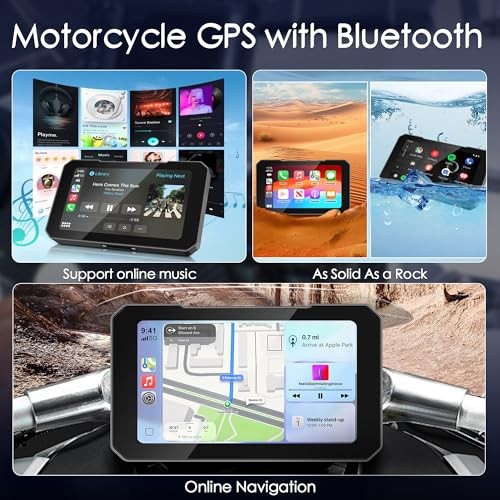Motorcycle CarPlay Screen with Wireless CarPlay Android Auto, 5 Inch