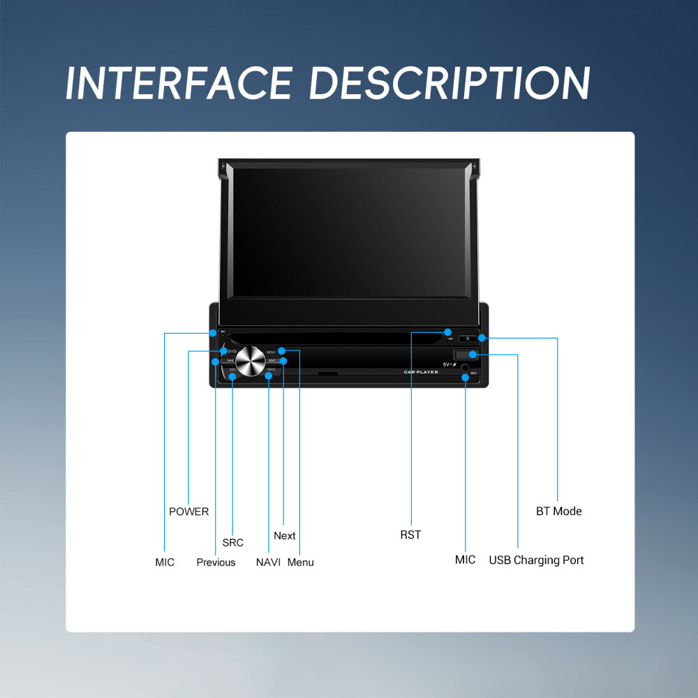 7” 4+64GB Android 15.0 Single 1 Din Car Stereo Radio GPS Navi WIFI FM RDS CAM