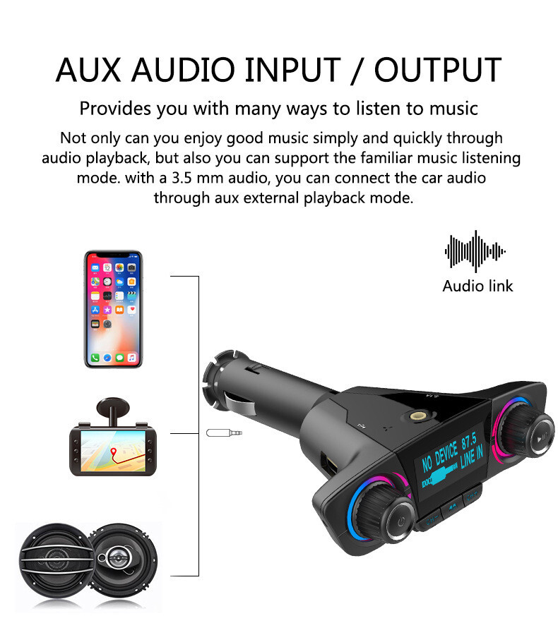 LED Screen Aux Modulator Bluetooth 4.0 Handsfree Car Kit Audio Radio MP3 Player