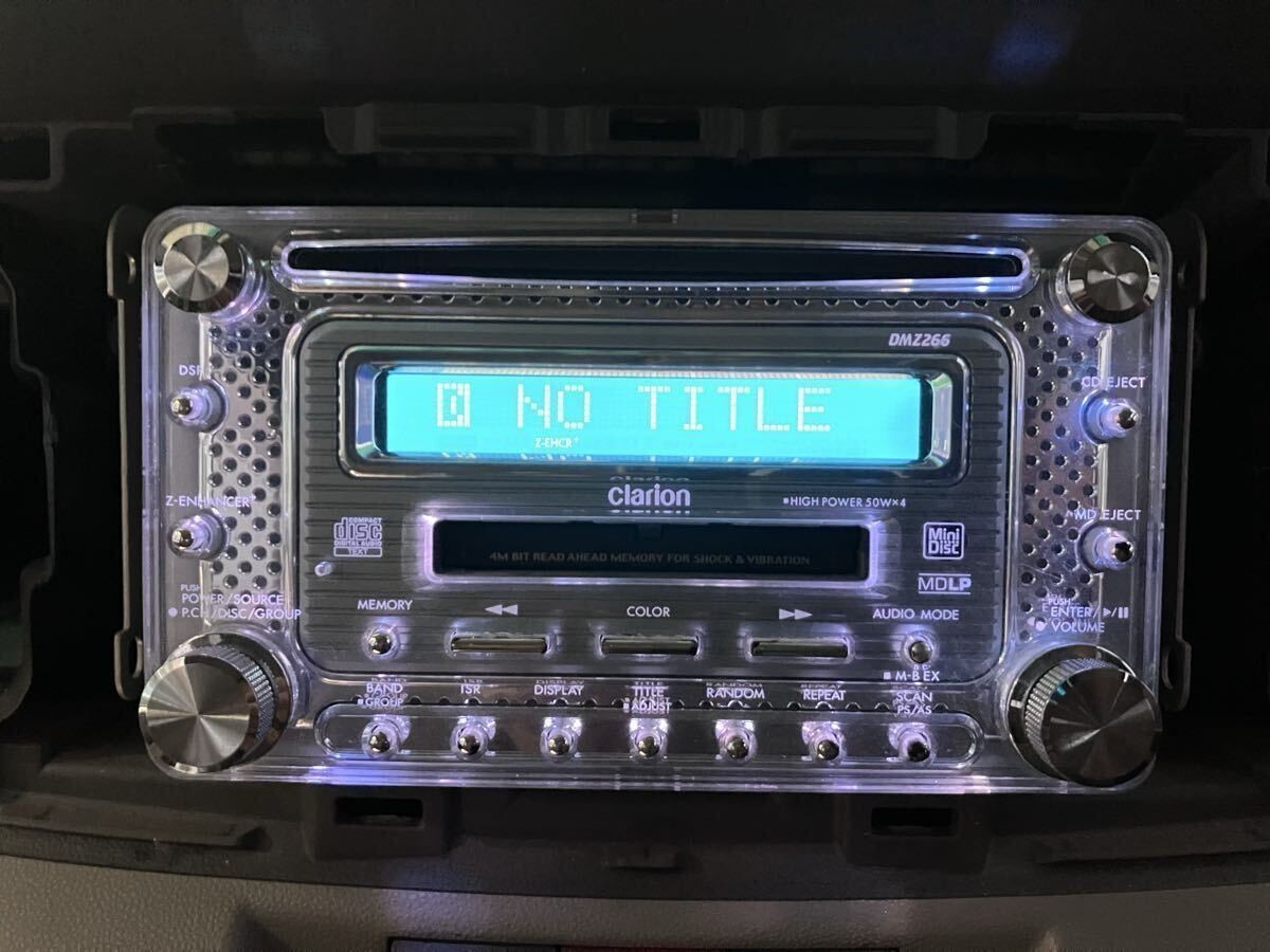 Clarion DMZ266 MDLP AUX 2-DIN CD MD Player Car Audio Head Unit Deck Used Japan