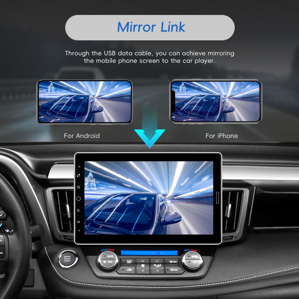 Single 1Din Touch Screen Rotatable MP5 Carplay Android auto Car Stereo Radio BT