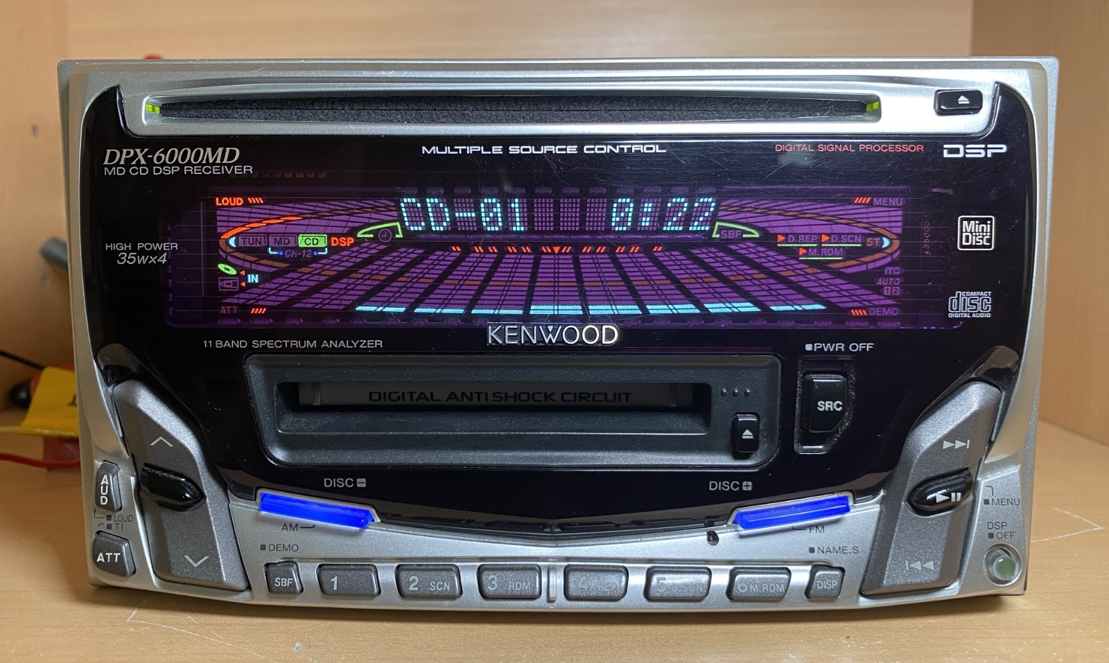 KENWOOD DPX-6000MD Car Audio 2DIN CD MD 13PIN-BUS RCA OUTPUT Working Tested JDM