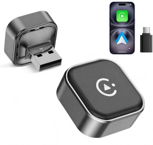2026 Wireless CarPlay & Android Auto Adapter, Mini 2-in-1 Plug & Play Dongle