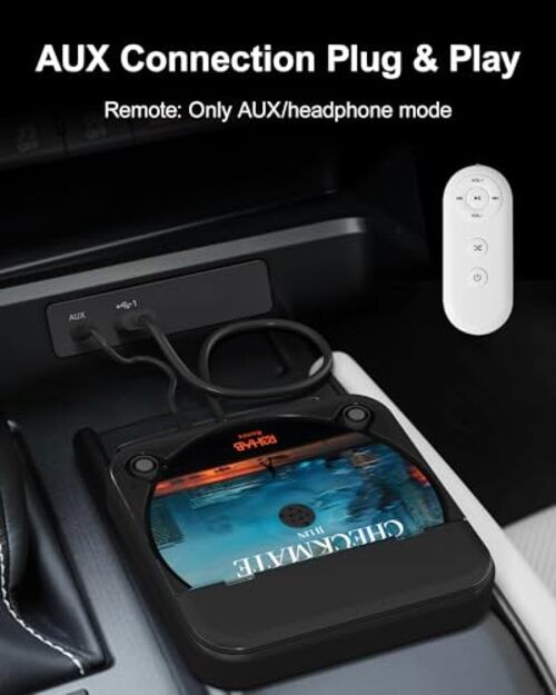 Portable Car CD Player with USB/AUX Port,External CD Player Compatible Black