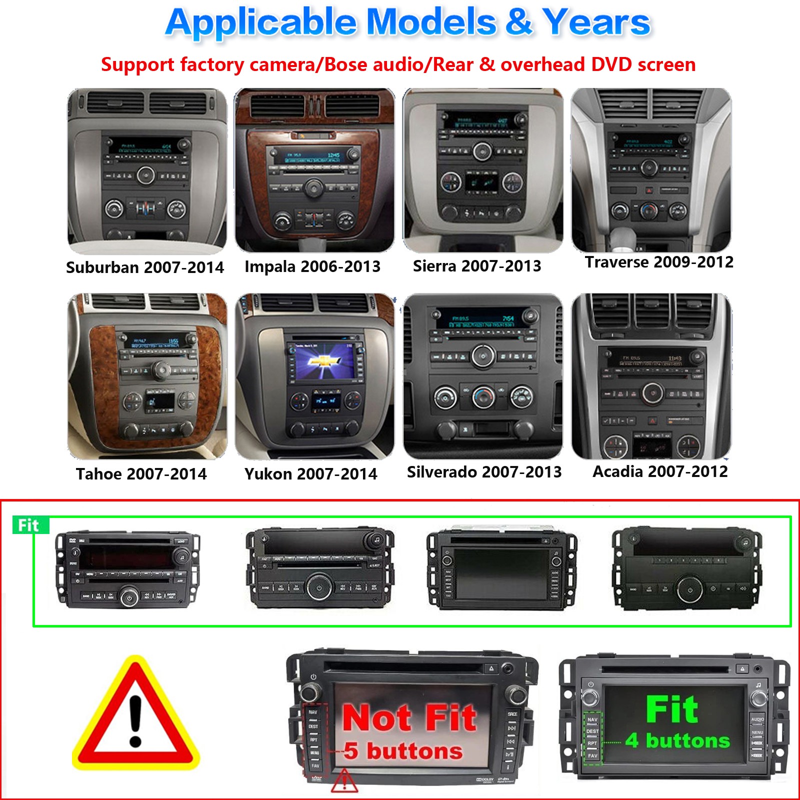 4+64G Android 15 Car Radio Stereo GPS Navi Wifi Carplay For GMC Acadia 2007-2012