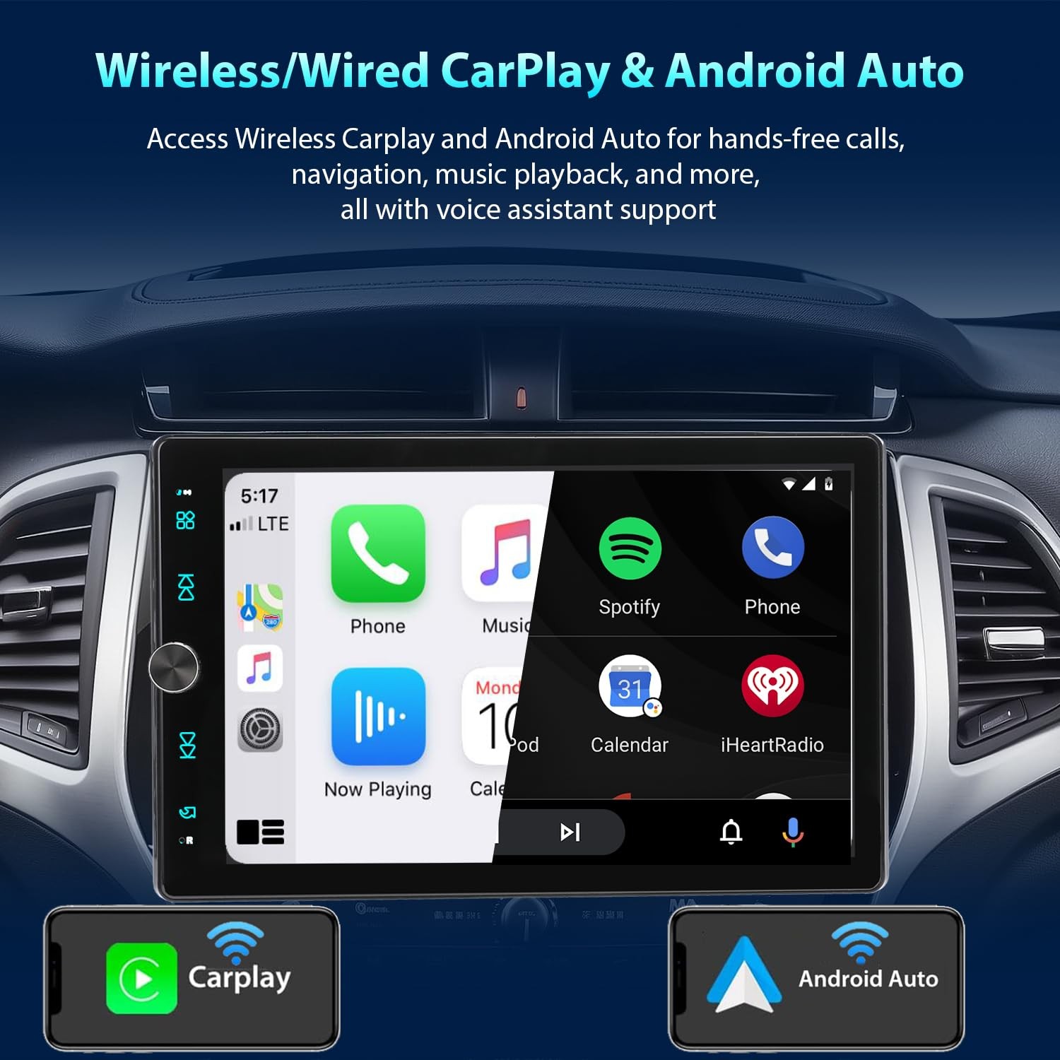 Alondy Single Din Car Radio Touchscreen 10.4″ Rotatable Compatible with