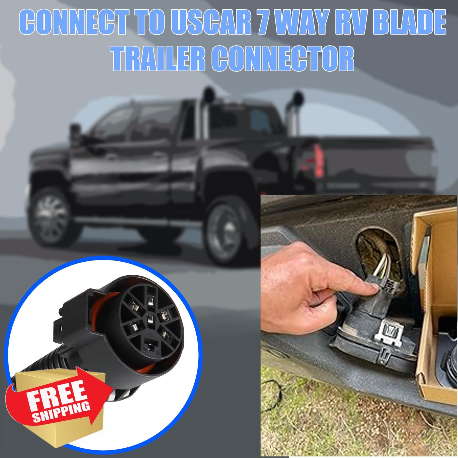 URANT USCAR 7 Pin Trailer Plug Truck Side 0.5m Cable