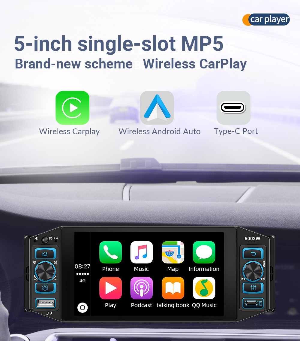 1Din Car Multimedia MP5 Player Touch Screen FM/RDS Radio Stereo Mirror Link