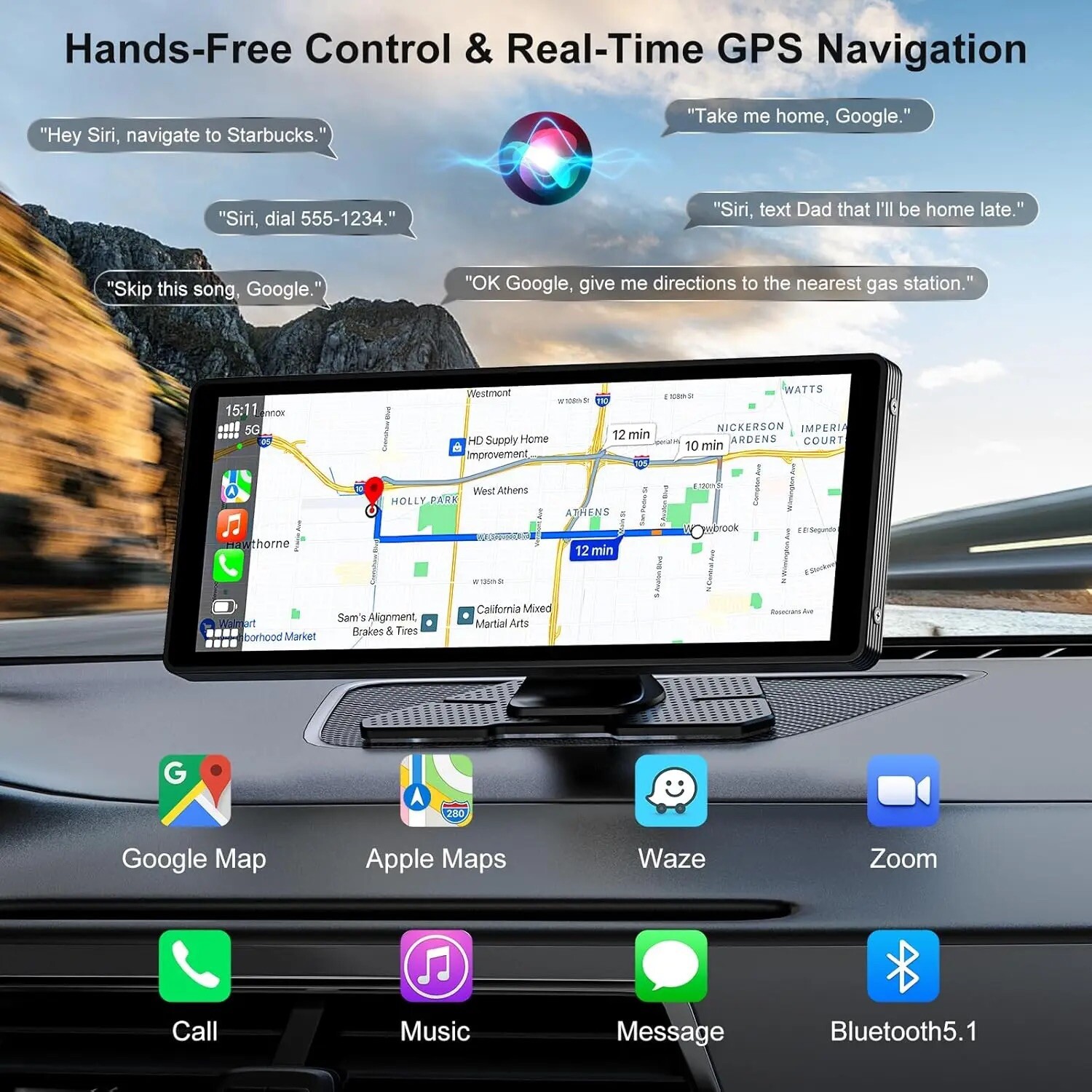 10.26 Inch. Touch Screen Car Radio Apple CarPlay Android Auto Portable Stereo