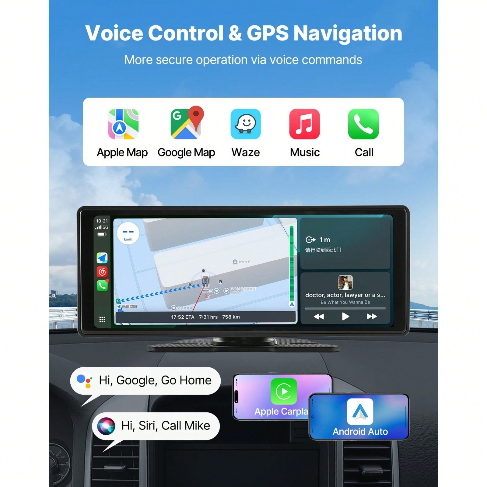 9 Inch HD Touch Screen Car Stereo With Wireless CarPlay Android Auto Backup Came