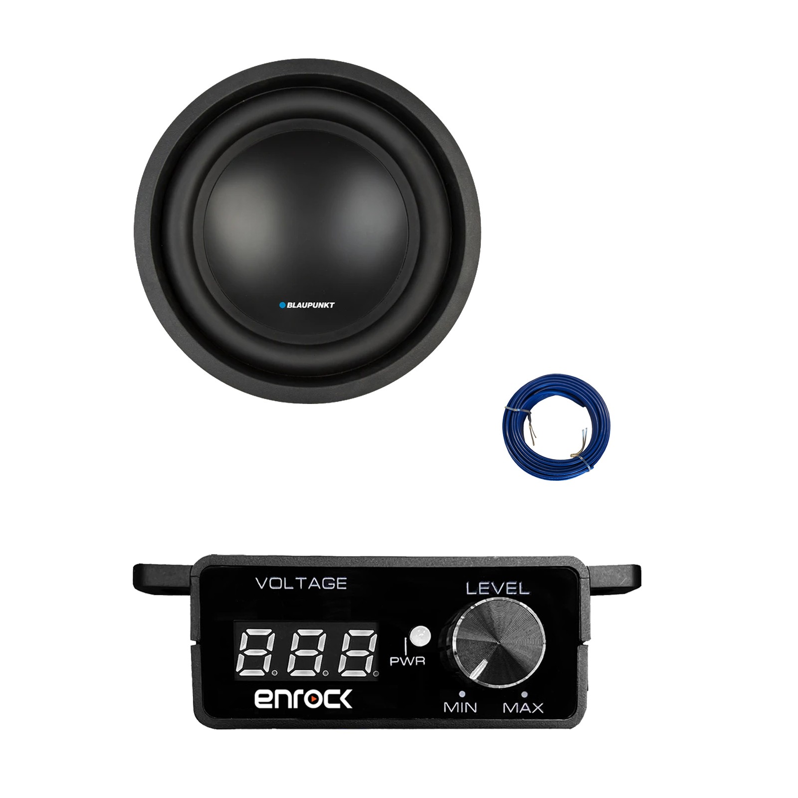 Blaupunkt 10″ 1000 Watt 4 Ohm DVC Car Subwoofer, Bass Knob with Wire