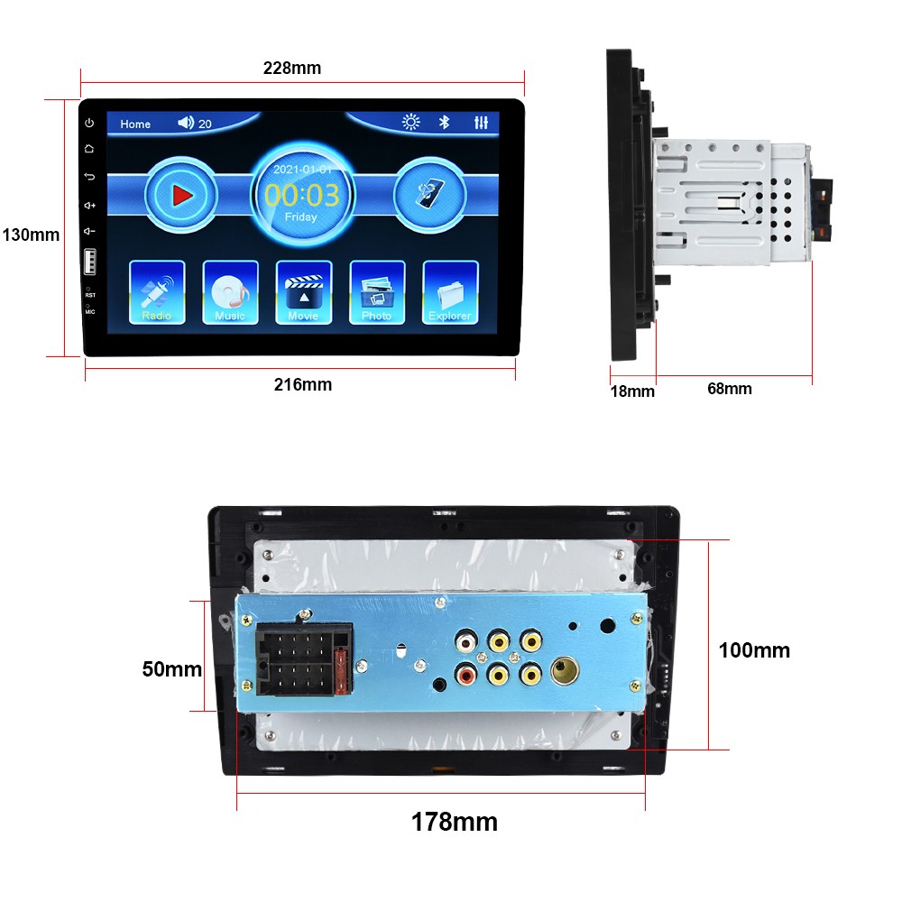 9″ Single 1DIN Touch Screen Car Stereo Radio Bluetooth FM Mirror Link MP5 Camera