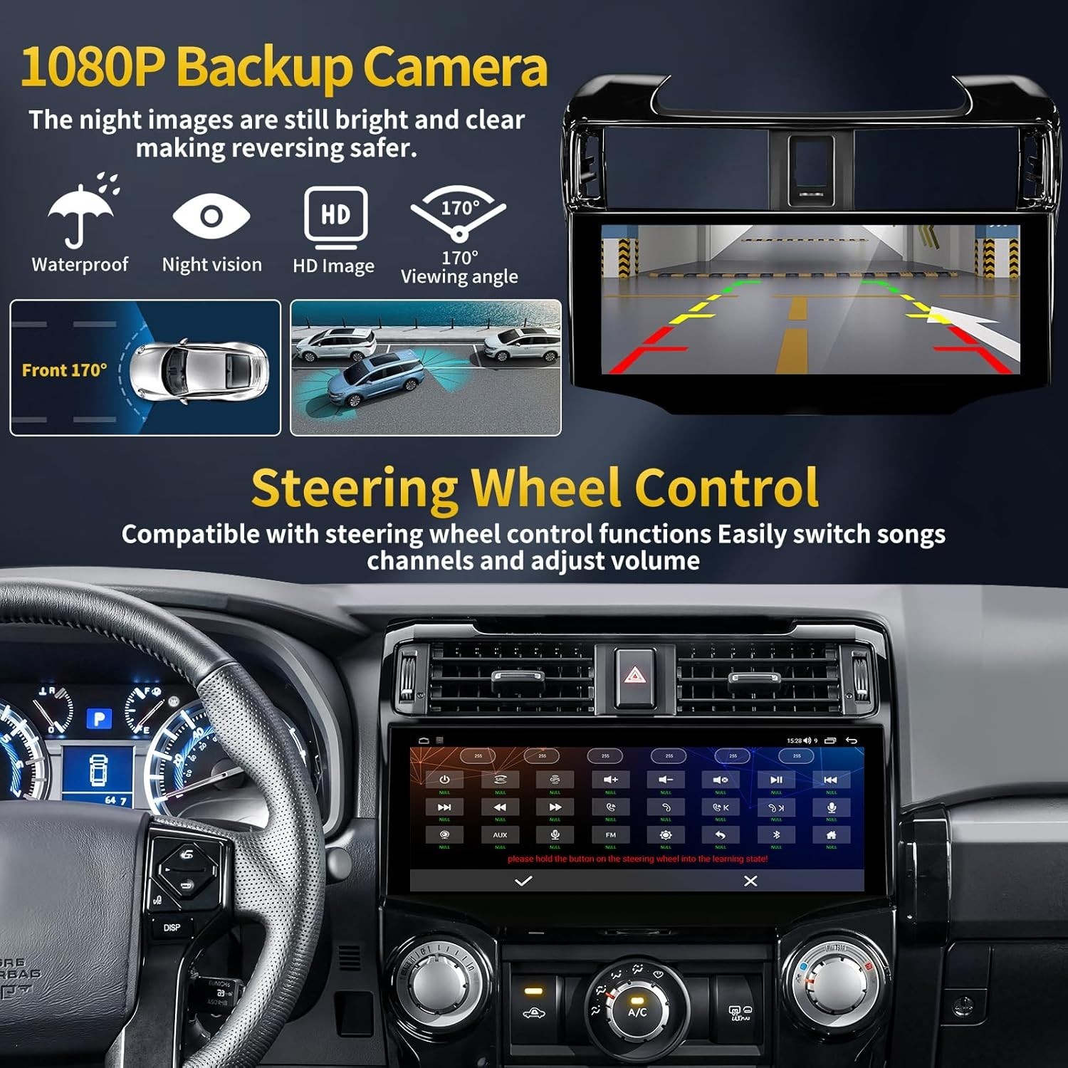 12.3inch Car Radio BT CarPlay Android Auto Unit For Toyota 4Runner 2010-2023