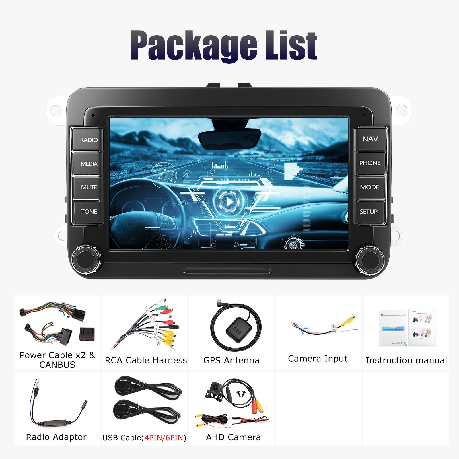 For VW Volkswagen Jetta Passat GPS Nav Car Stereo Radio Carplay Android 14 BT FM