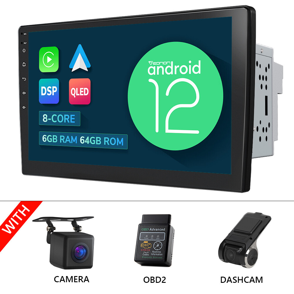 CAM+DVR+OBD+Android 12 6+64G 10.1″ Car Stereo Radio GPS Navigation 2 DIN CarPlay