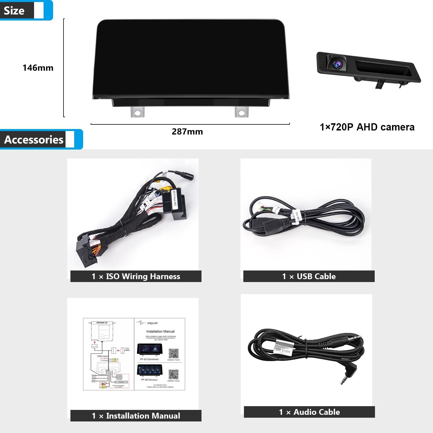 PEMP 10.25″ Linux Screen for BMW (2012-2017) 3 Series F30 NBT CIC System,CarPlay