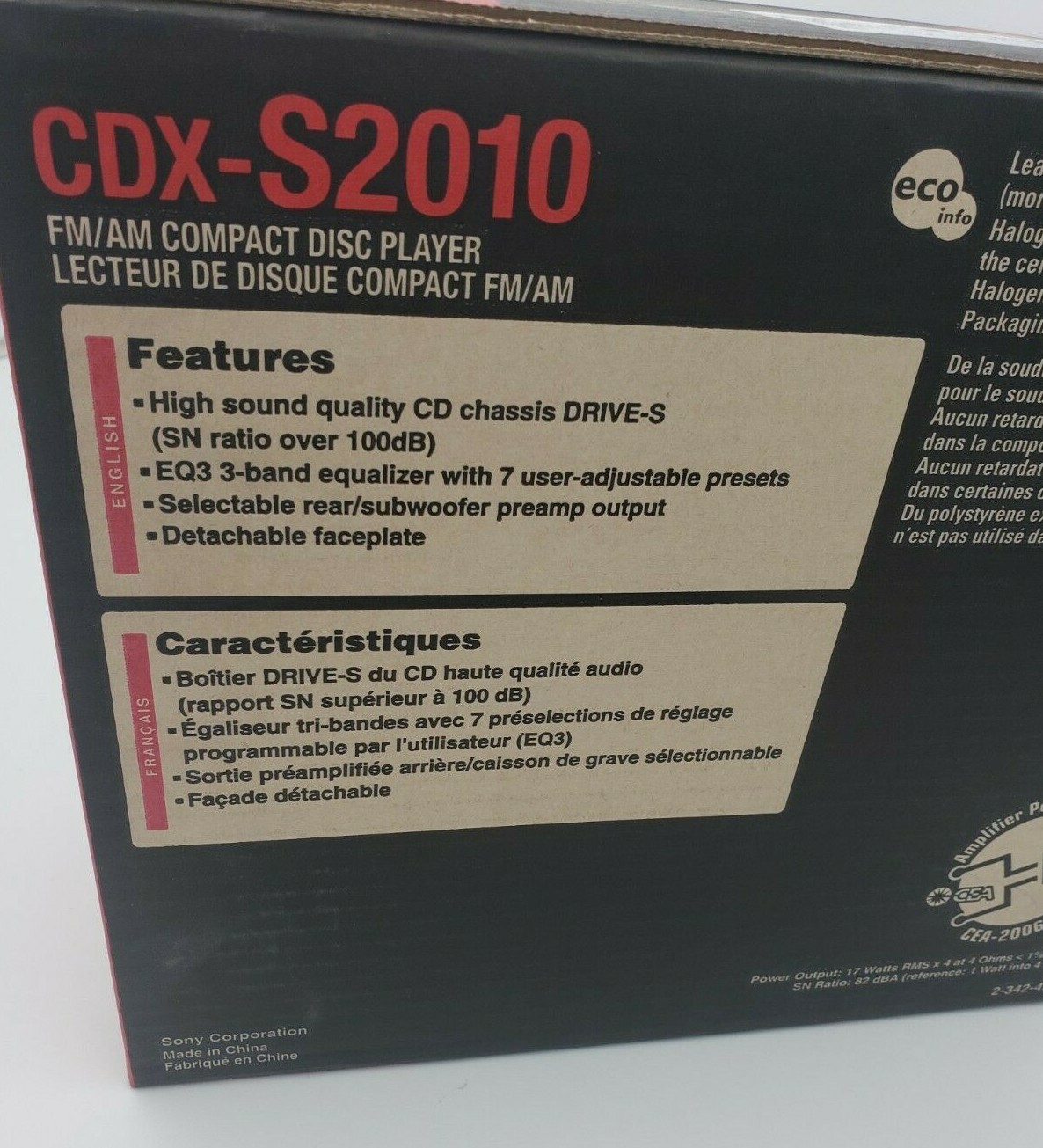 Sony Xplod CDX-S2010 Mp3 CD-R/RW FM/AM Compact Disc Player New 52Wx4 amplifier
