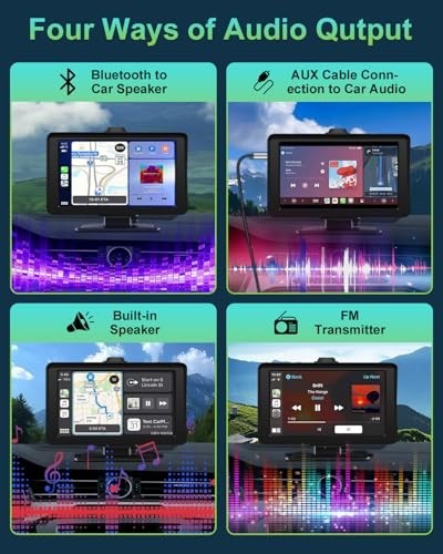 7″ HD Portable Wireless CarPlay & Android Auto Screen, 1080P Backup Camera, GPS,