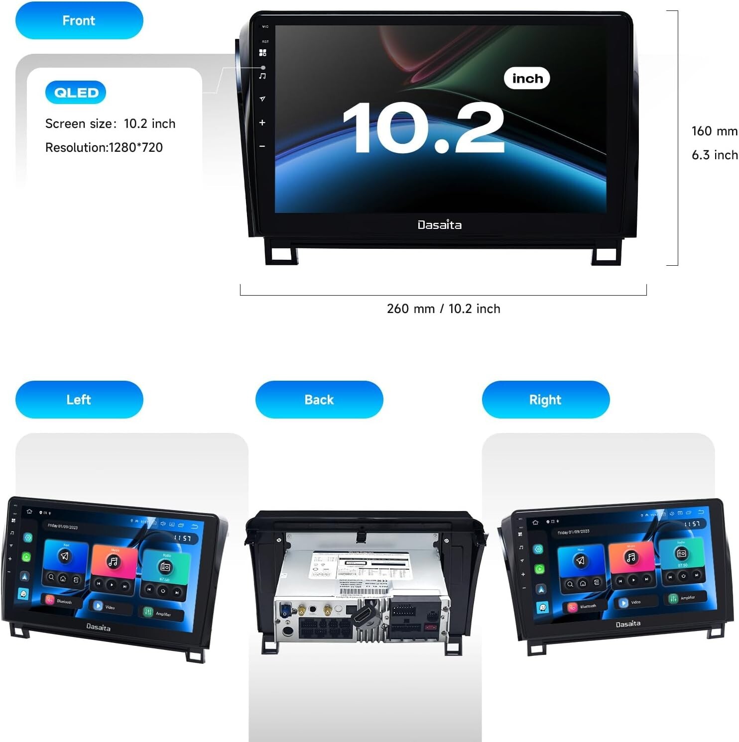 Dasaita 10.2″ Car Stereo for Toyota Tundra 2007-2013 WiFi CarPlay 4G LTE BT 5.0