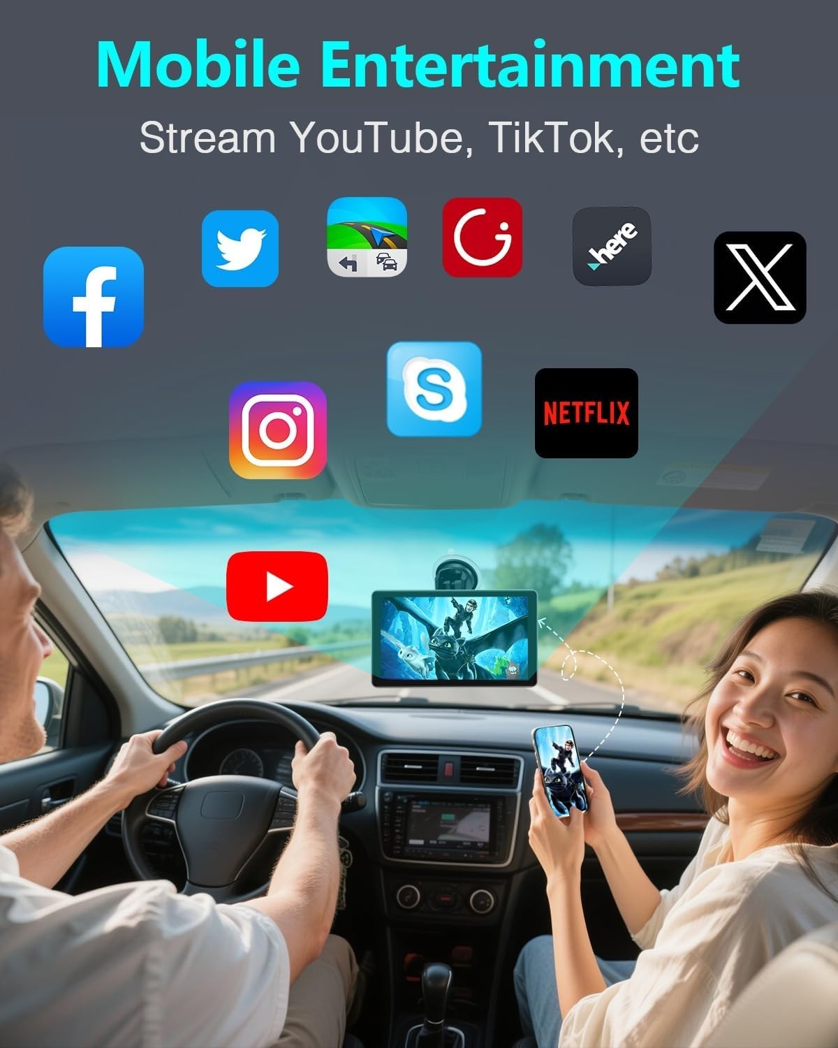 Seamless 7″ Wireless Car Display with Clear Backup Camera for Easy Parking
