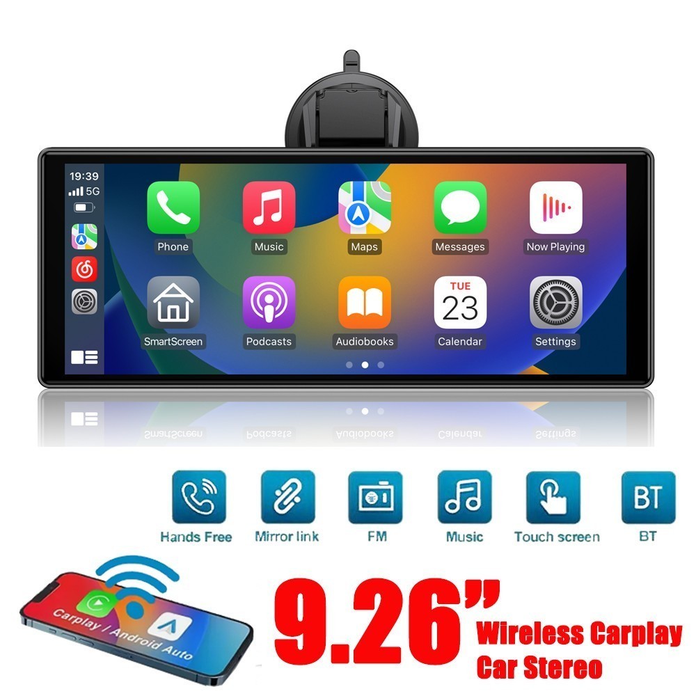 9.26″ Car Portable Wireless Apple CarPlay Android Auto FM Touch Screen GPS