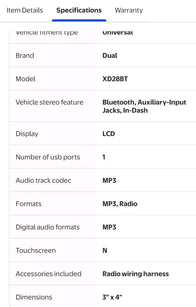 Dual Electronics XD28BT, Car Stereo Head Unit Double Din w Bluetooth 7 Character