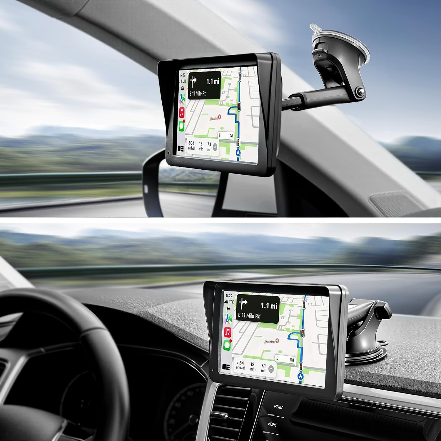 Dynamic Dashboard & Windshield Car Mount for CarPlay Screens – Easy One-Hand Use