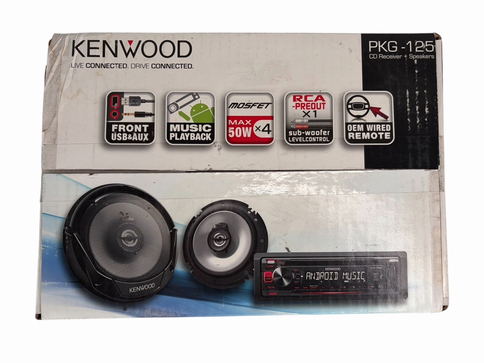 NEW SEALED~KENWOOD CD CAR STEREO 2 WAY 6.5” SPEAKERS ANDROID MUSIC PLAY PKG-125