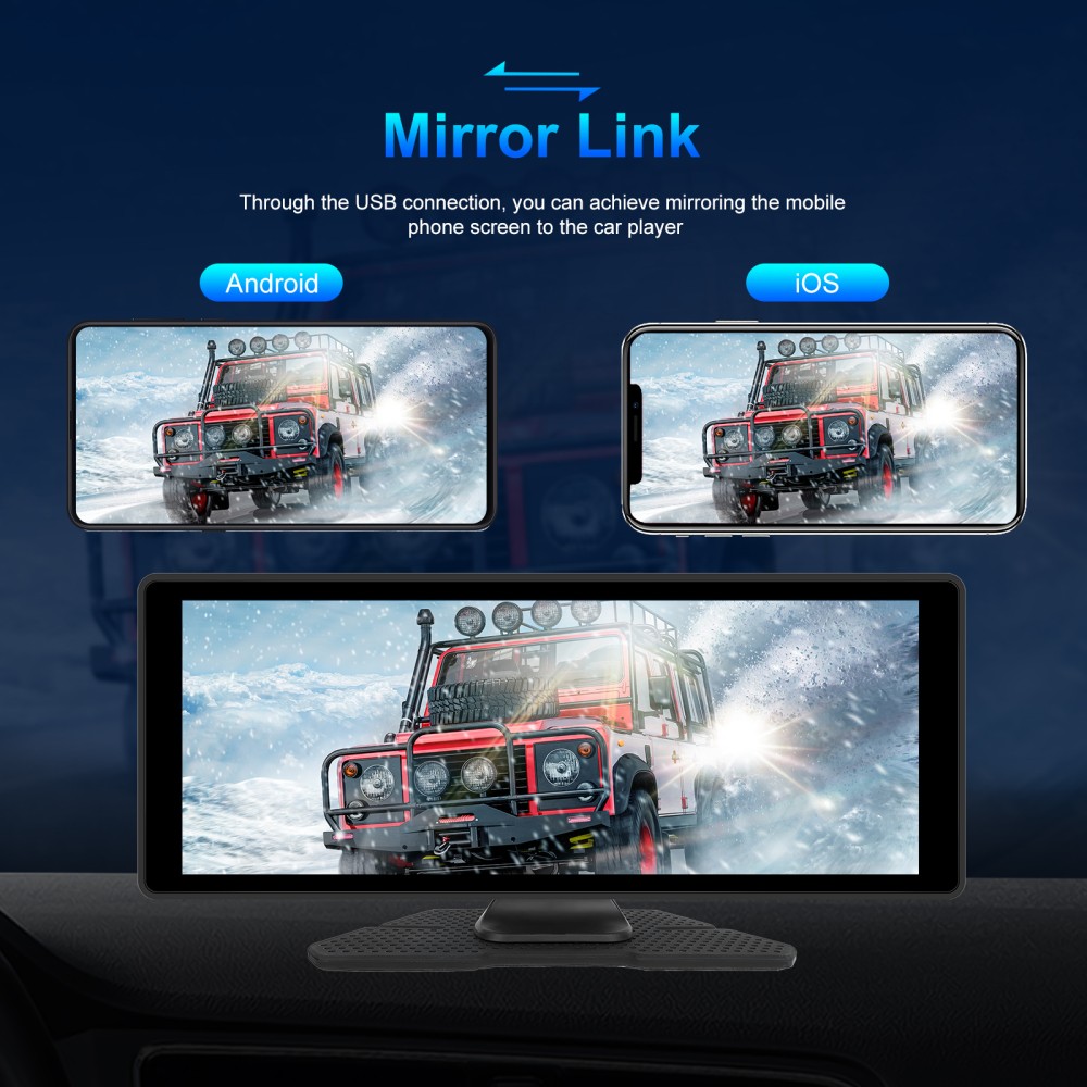10.26″ Touch Screen Wireless Apple Carplay Portable Car Stereo Android Auto Cam