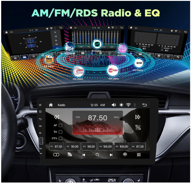 9inch Single Din Touchscreen Car Stereo Compatible with Wireless Carplay and And