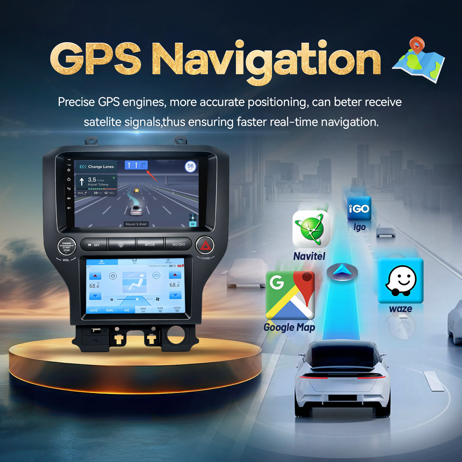 4+64G Car Stereo touch Radio GPS WIFI For Ford Mustang 2015-2021 CarPlay Android